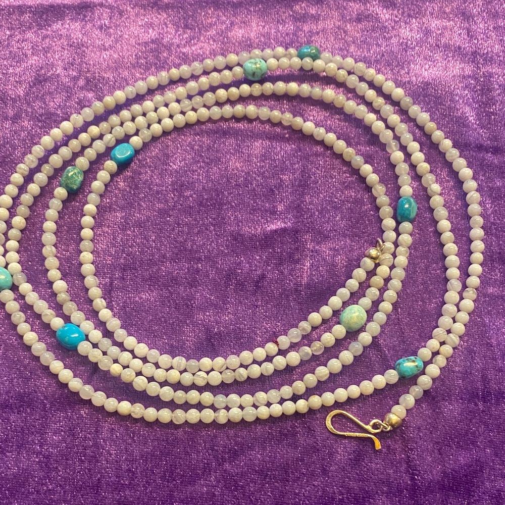 Jay King 60 Inch Moonstone, Turquoise, Sterling Silver Necklace(130)